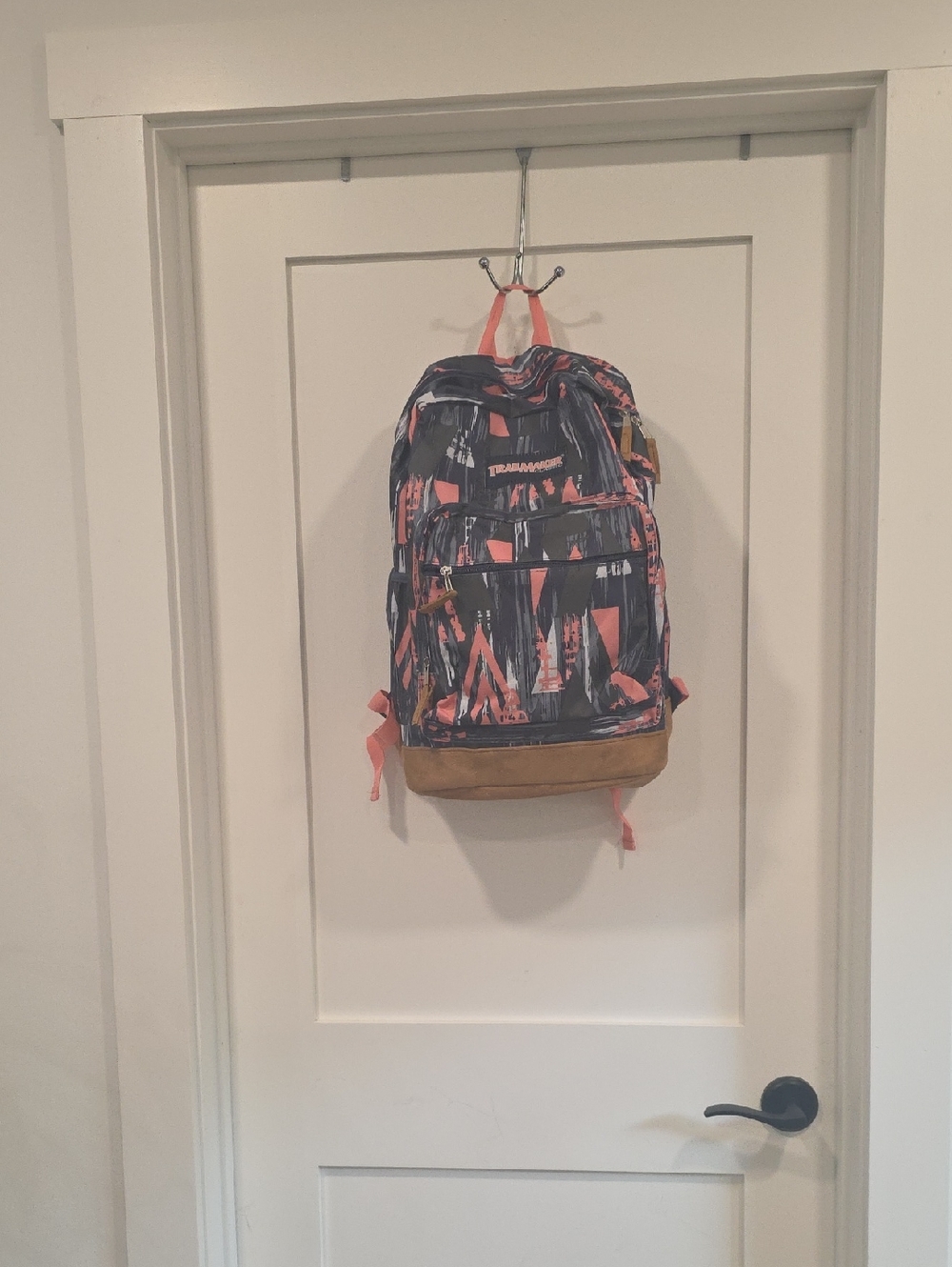 Women's Navy and Coral Patterned Backpack